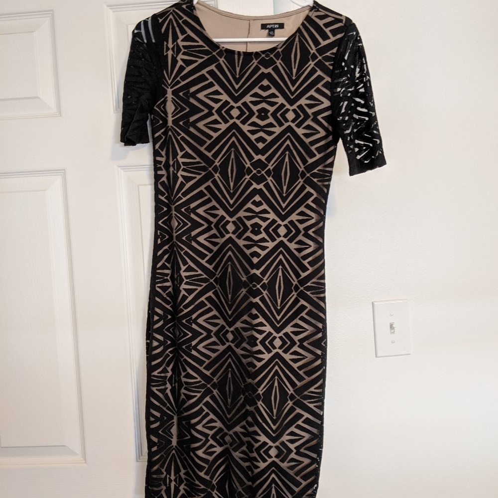 Black and Tan Fitted Dress